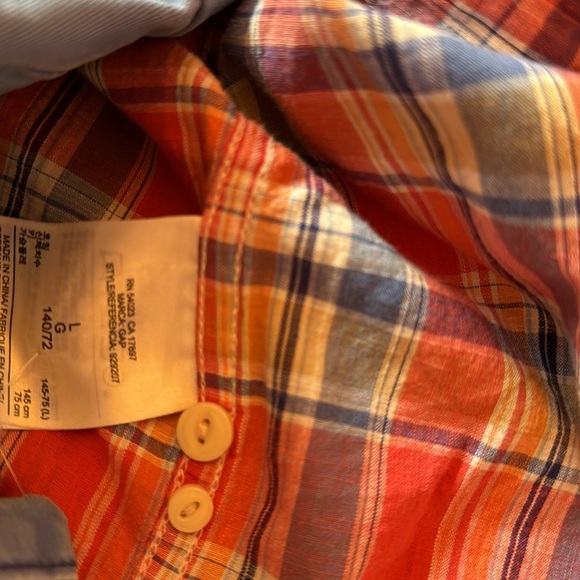 Shorts & shirt button down plaid Gap cargo blue coral boys 10/12 L 100% cotton - Picture 11 of 11